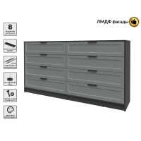 Kомод Тренд КТ-К197 (Антрацит ЛДСП/ Серый ЛМДФ) Ш1965 В1020 Г451